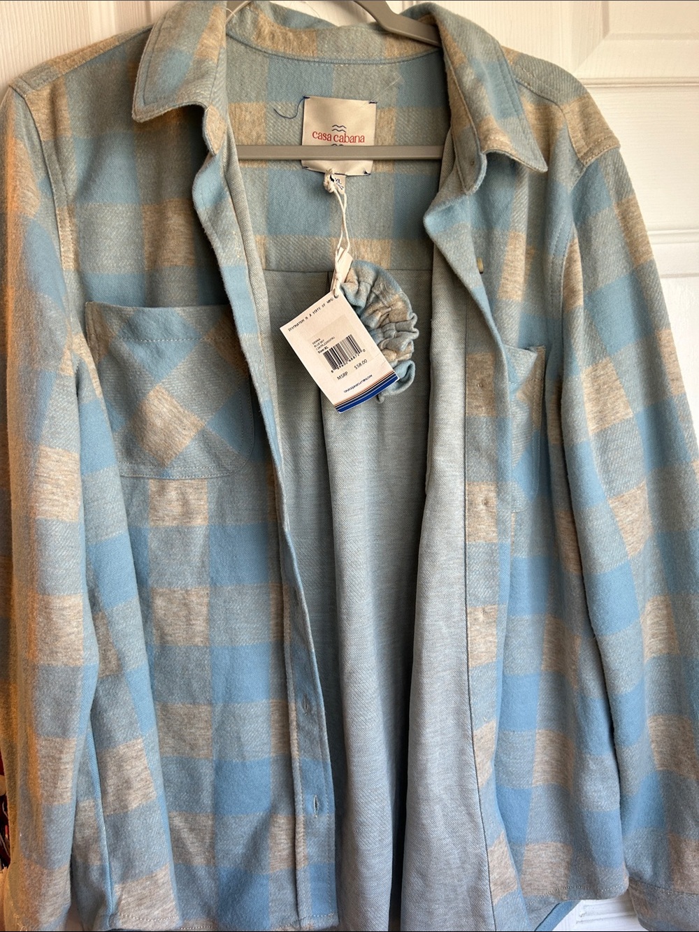 Casa Cabana Blue & Cream Plaid Button-Down Shirt Jacket